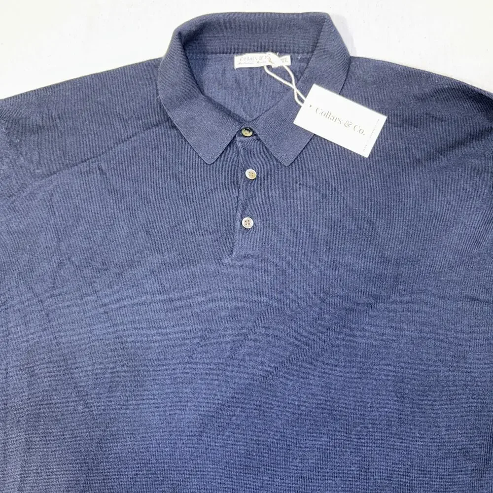 Collars & Co. Australian Marino Wool Sweater 1/4 Button Navy Men’s 3XL NWT
